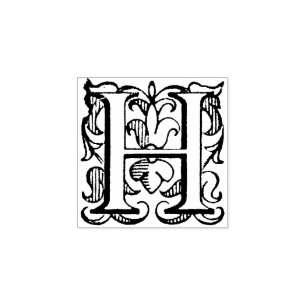 Monogram Vintage   initial Letter H Rubber Stamp