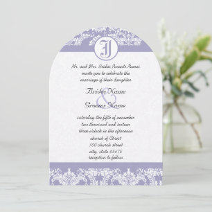 Monogram Vintage Lavender Damask Photo Wedding Invitation