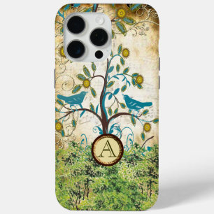 Monogram Vintage Love Birds in a Tree  iPhone 5 iPhone 15 Pro Max Case