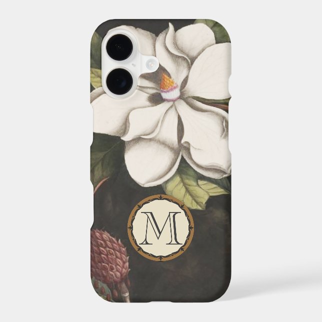 Monogram Vintage Magnolia Floral Pattern iphone (Back)