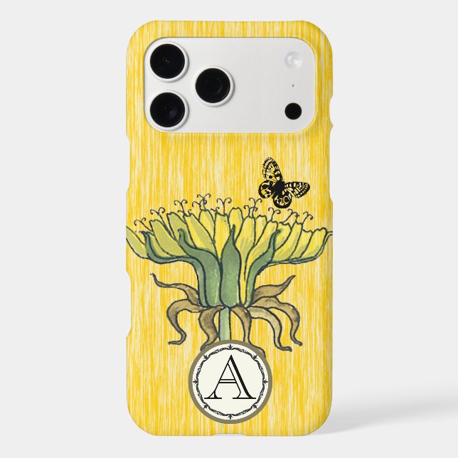 Monogram Vintage Modern Dandilion Flower iphone (Back)