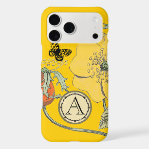 Monogram Vintage Modern Poppy Flower iphone
