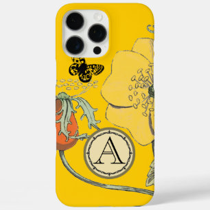 Monogram Vintage Modern Poppy Flower iphone iPhone 16 Pro Max Case