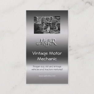Monogram, Vintage Motor Mechanic, metallic-effect Business Card