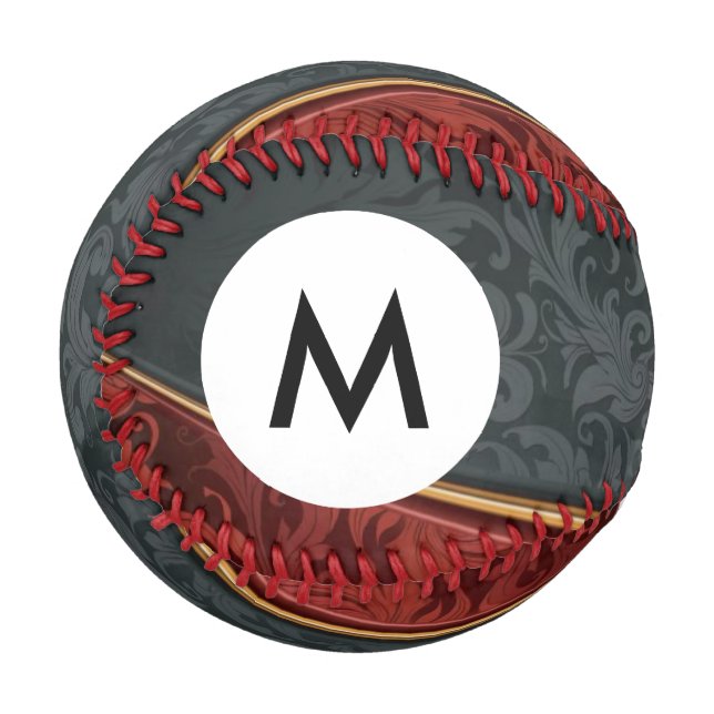 Monogram Vintage ornament red and black Baseball (Front Left)
