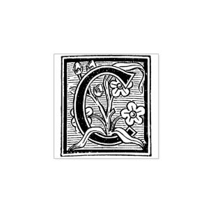 Monogram Vintage  ornamental capital C Rubber Stamp
