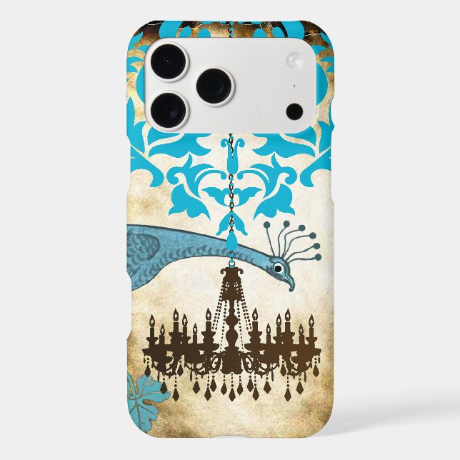 Monogram Vintage Peacock Chandelier Damask iPhone (Back)