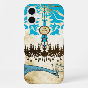 Monogram Vintage Peacock Chandelier Damask iPhone 16 Plus Case