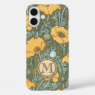 Monogram Vintage Poppy Yellow Floral Pattern iPhone 16 Plus Case
