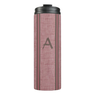 Monogram Vintage Red Neutral Linen Design Thermal Tumbler