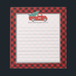 Monogram Vintage Red Truck and Tree Buffalo Plaid Notepad<br><div class="desc">Monogram Christmas-themed notepad in red and black features our vintage red truck carrying a Christmas tree on a buffalo plaid pattern with customisable text! This is a wonderful Christmas gift idea or stocking stuffer, and would be perfect as a small item for attaching a gift card. Additional colour schemes as...</div>