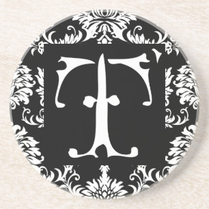 Monogram Vintage T Wedding Anniversary Coasters