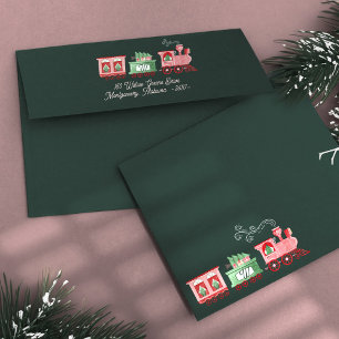 Monogram Vintage Train Christmas Tree Delivery Envelope