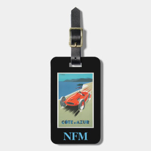 Monogram Vintage Travel Cote d'Azur France Racecar Luggage Tag