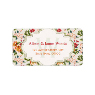 Monogram Vintage Victorian Wedding Floral Label