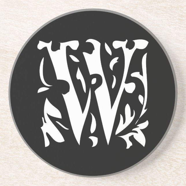 Monogram Vintage W  Wedding Anniversary Coasters (Front)