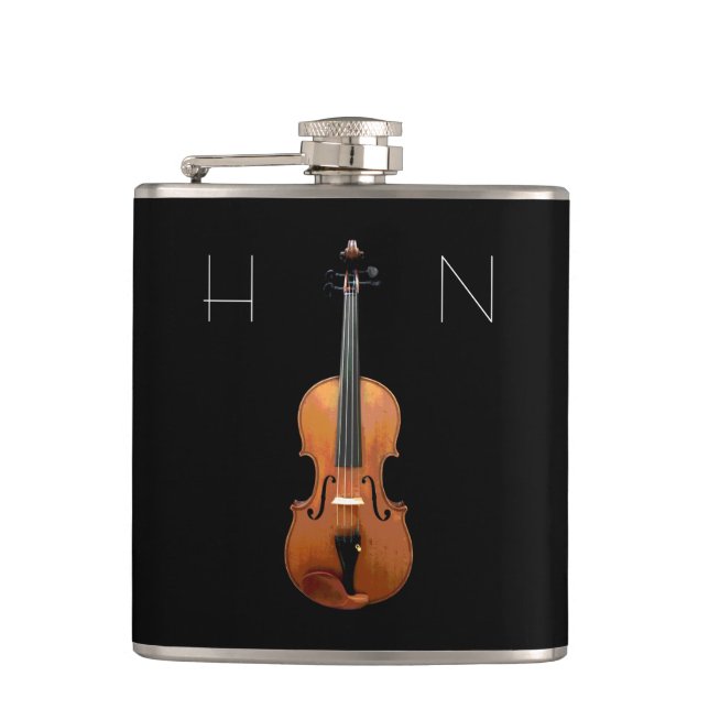 Monogram Violin Black Hip Flask (Front)