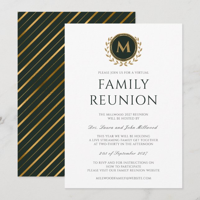 Monogram Virtual Family Reunion Invitation (Front/Back)