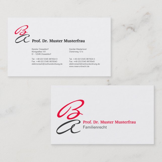 Monogram Visitenkarten Business Card (Front/Back)