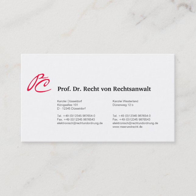 Monogram Visitenkarten Business Card (Front)