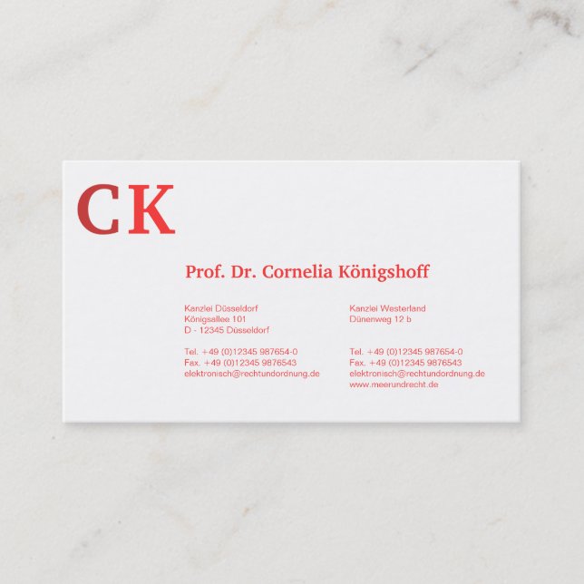 Monogram Visitenkarten Business Card (Front)