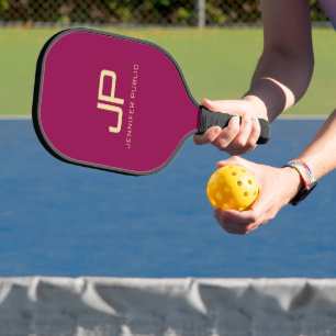 Monogram Viva Magenta Gold Template Elegant Pickleball Paddle