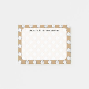Monogram Volleyball Balls on Camel Brown Post-it Notes
