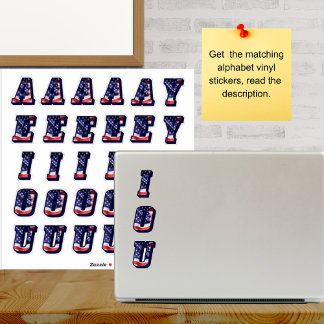 Monogram Vowels American Flag USA Letters Initials