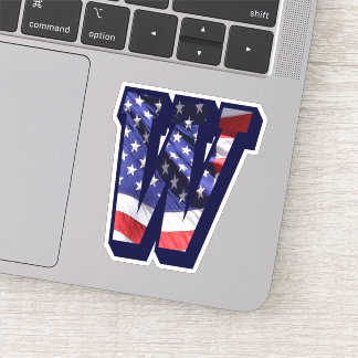 Monogram W American Flag Letter W Initial USA
