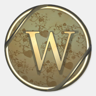 monogram_w classic round sticker