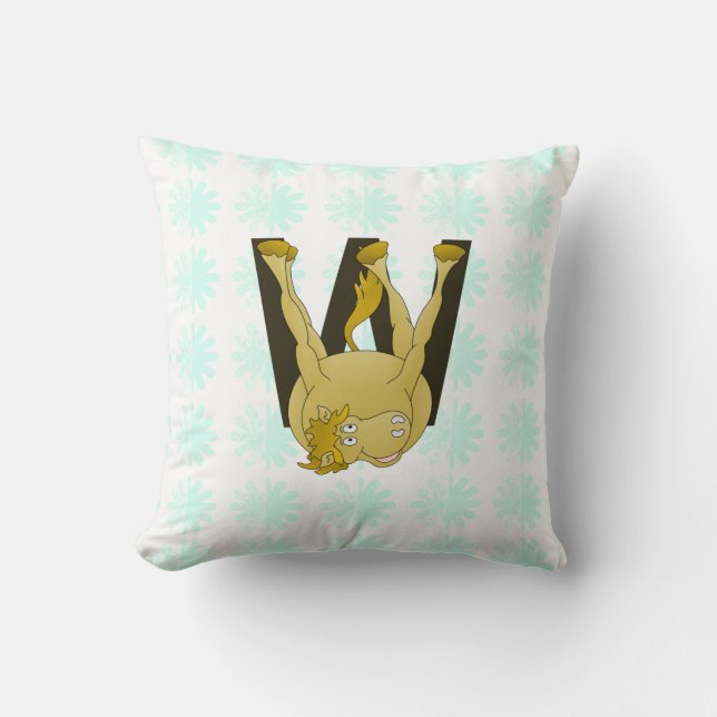 Monogram W Funny Pony Personalised Cushion (Front)