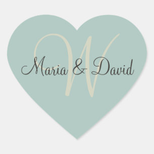 Monogram W Heart Stickers Envelope Seals