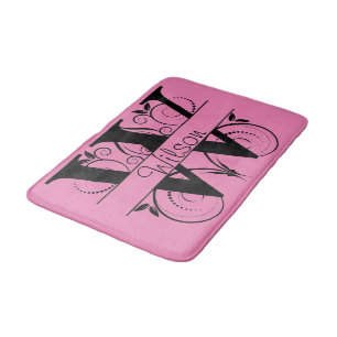 Monogram W Initial Bath, Kitchen Mat Choose Color