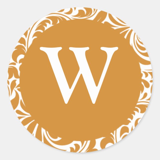 Monogram W Latte White Invite Seals Stickers (Front)
