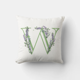 Monogram W Lavender Eucalyptus Cushion