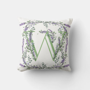 Monogram W Lavender Eucalyptus Cushion