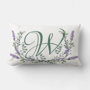 Monogram W Lavender Eucalyptus Lumbar Cushion