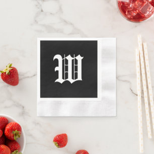 Monogram W, old English font, Napkin