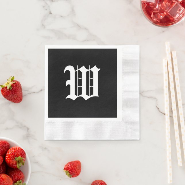 Monogram W, old English font, Napkin (Insitu)