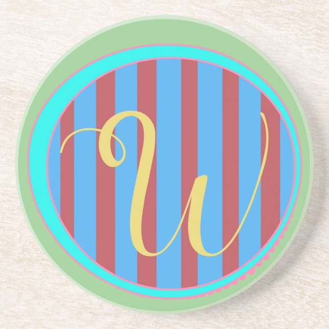 Monogram W Sandstone Coaster (Front)