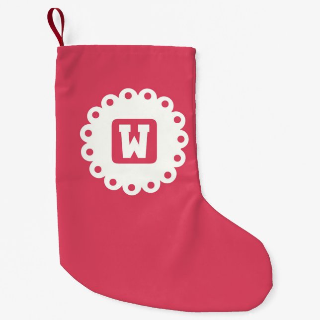 MONOGRAM "W" SMALL CHRISTMAS STOCKING (Front)