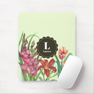 Monogram Warm Colour Floral Spring Blooms Mouse Mat