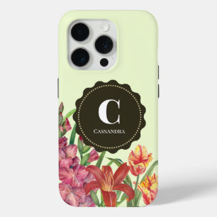 Monogram Warm Colour Floral Spring Blooms Painting iPhone 15 Pro Case