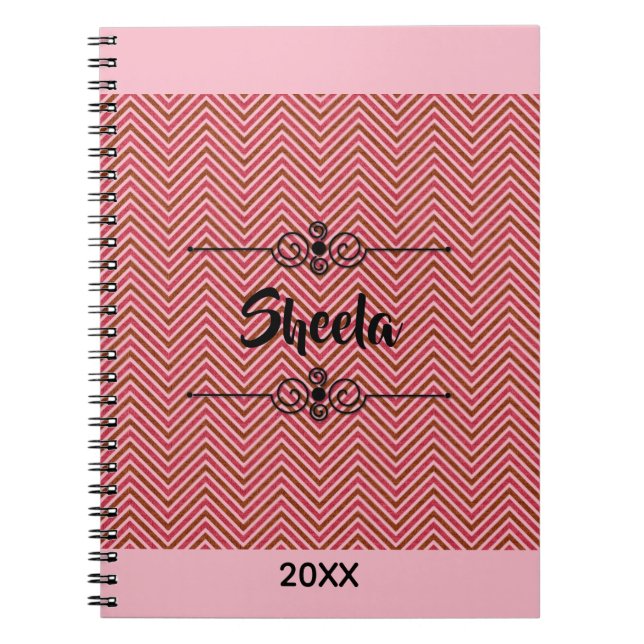 Monogram Warm Pastel Chevron Notebook (Front)