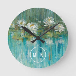 Monogram   Water Lily Pond Round Clock