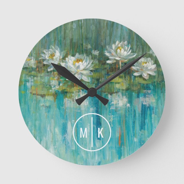 Monogram | Water Lily Pond Round Clock (Front)