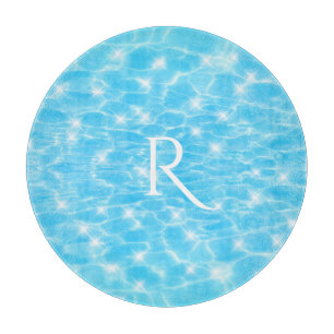 Monogram Water ripples water textures modern chic  Cutting Board