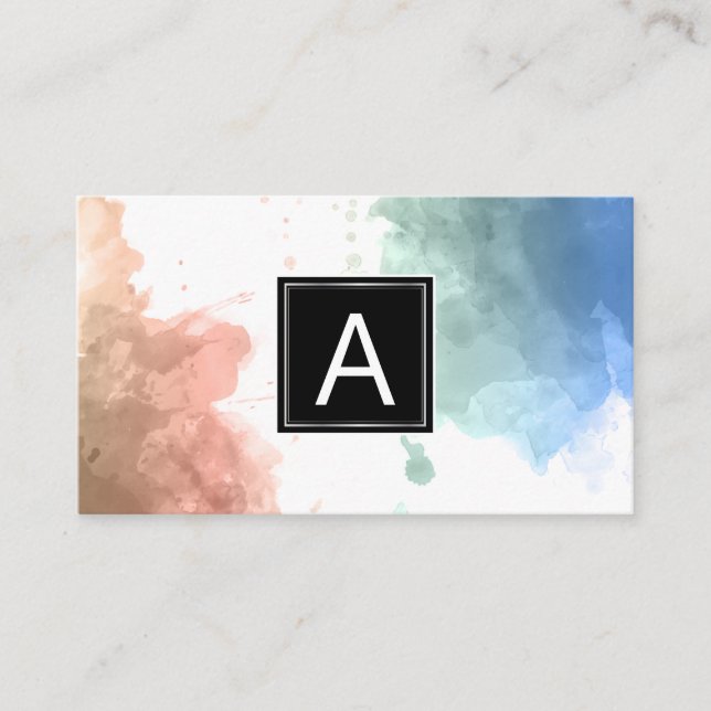 Monogram | Watercolor Background Business Card (Front)