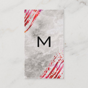 Monogram Watercolor Brush Marble Background Business Card
