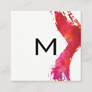 Monogram Watercolor brush   Modern Art Square Business Card